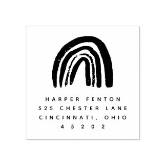 Chalky Rainbow Square Returadress Frimärke Stämpel