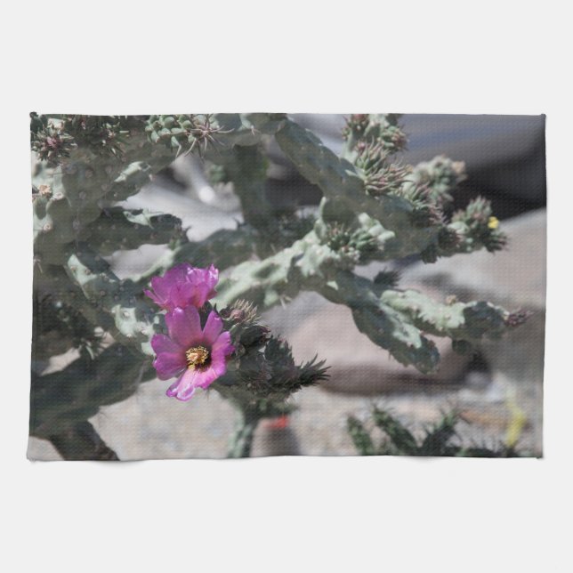 Challa Cactus in bloom Kökshandduk (Horisontell)