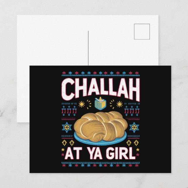 Challah at Ya Girl Funny Hanukkah Food Chanukah Vykort (Fram/baksida)