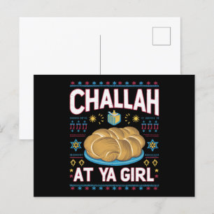 Challah At Ya Tjej Rolig Hanukkah Mat Chanukah Vykort