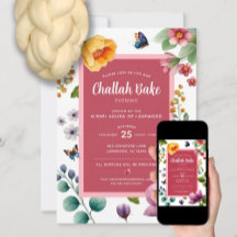 Challah Bake Event Blommigt-inbjudan