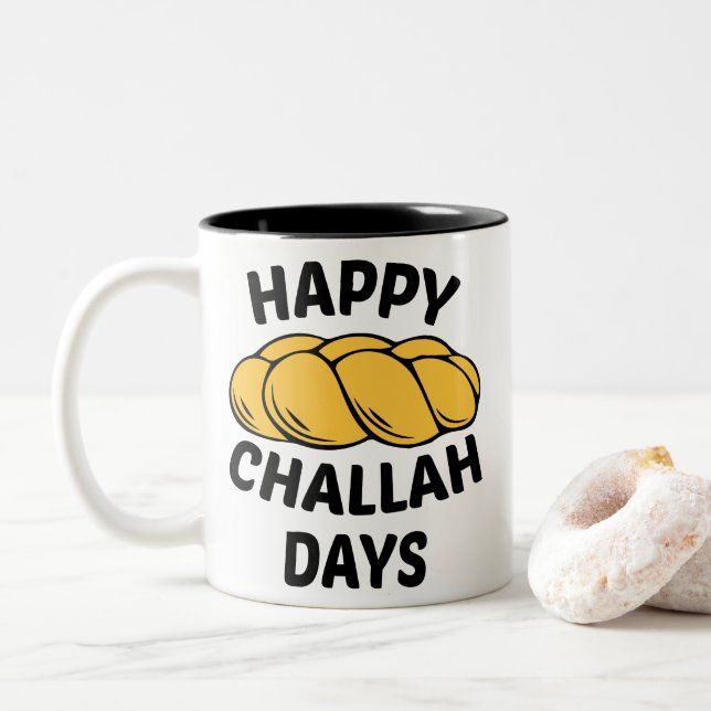 Challah Bread, Chanukah, Lycklig Challah Days Två-Tonad Mugg (Med munk)
