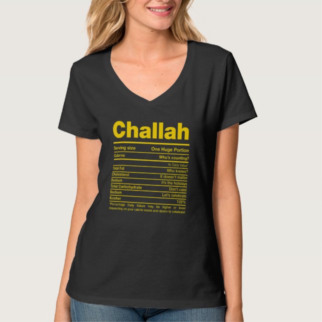 Challah Nutrition Facts Hanukkah Jewish Kosher Foo T Shirt (Framsida)