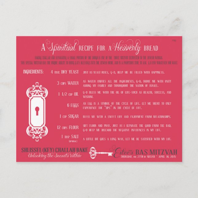 Challah Recipe-vykort Vykort (Framsida)