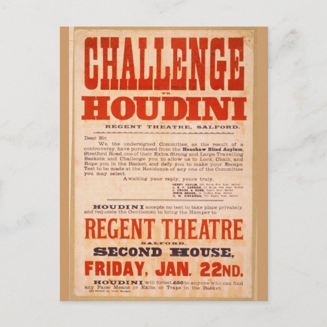 Challenge Houdini Vykort (Framsida)