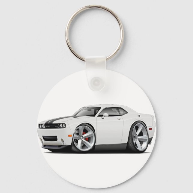 Challenger SRT8 White-Black Car Nyckelring (Framsida)