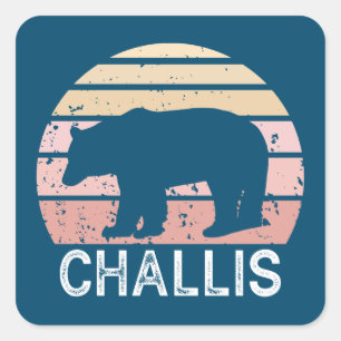 Challis Idaho Retro Bear Fyrkantigt Klistermärke