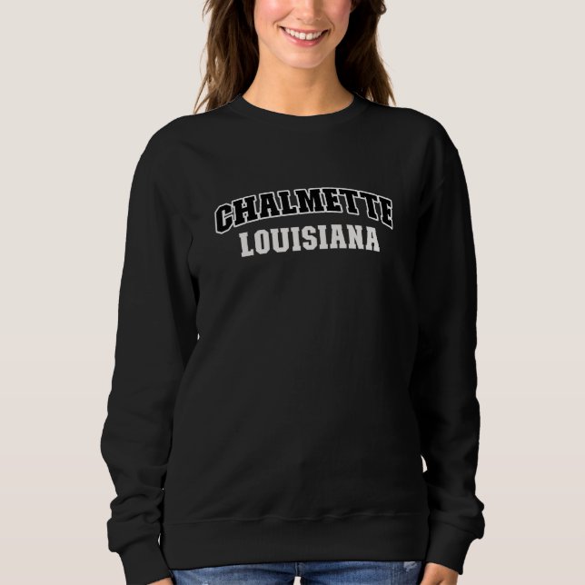 Chalmette Louisiana Black White Athletic Lettering T Shirt (Framsida)