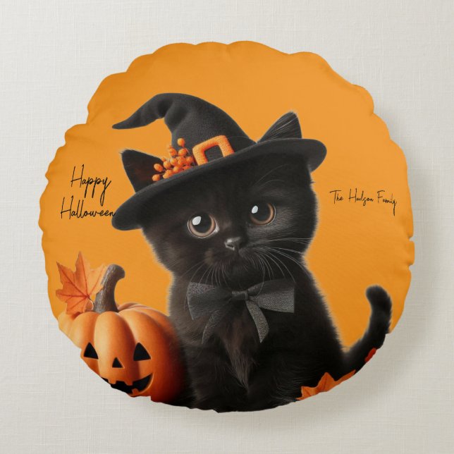 Chalot halloween Citrouille Family Rund Kudde (Framsidan)