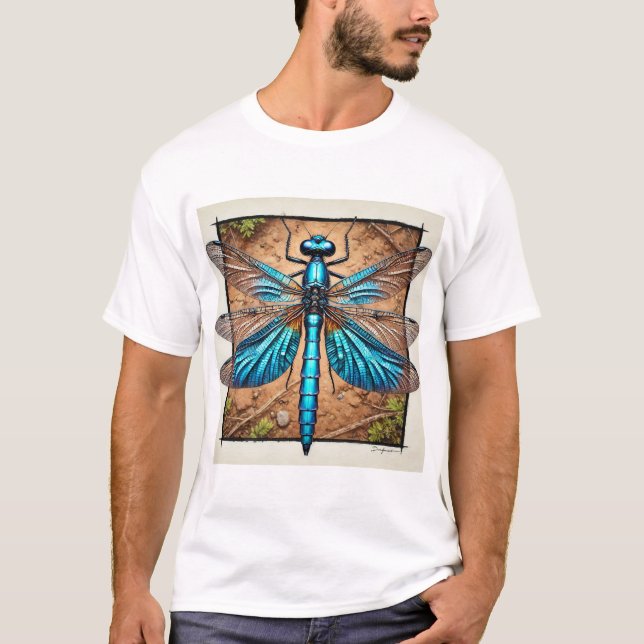 Chalybeothemis Dragonfly 210824IREF213 - Watercolo T Shirt (Framsida)