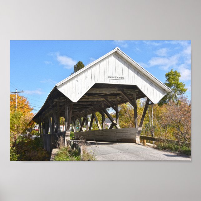 Chamberlin Mill Covered Bridge, Lyndon, Vermont Po Poster (Framsidan)
