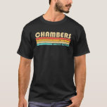 CHAMBERS Surname Funny Retro Vintage 90S Birthday T Shirt<br><div class="desc">Coola "Chambers"-grafik med vintage färg är en perfekt gåva eller present till manar eller kvinnor som du vill överraska. Köp designen nu!</div>