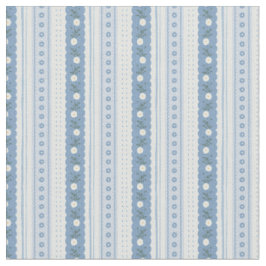 Chambray Blå Scallop Vine Blommig Rand Tyg