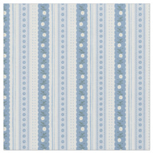 Chambray Blå Scallop Vine Blommig Rand Tyg