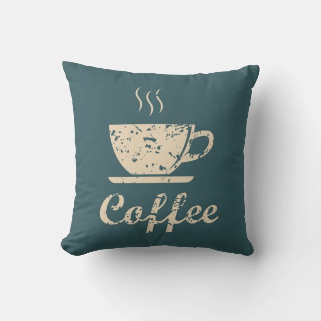 Chambray Blue Coffee Decorative Pillow Kudde (Framsida)