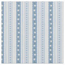Chambray Blue Scallop Vine Floral Stripe