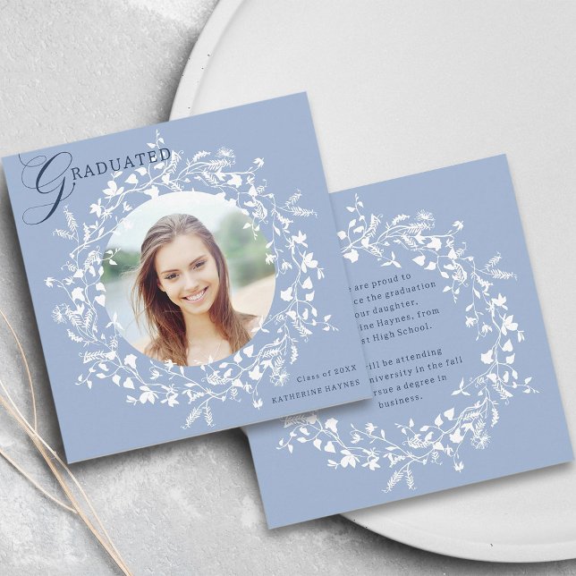 Chambray Blue White Wildblomme Wandesen Studenten Meddelande (Front & Back)