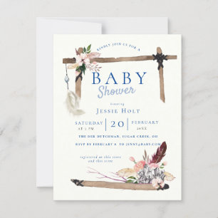 Chambray Boho BabyShower Inbjudningar