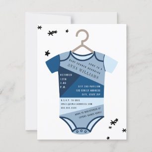 Chambray Färg Block Bodydress Boy Shower Inbjudningar