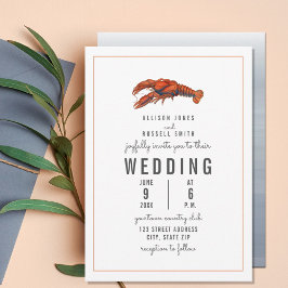 Chambray Lobster Streck Bröllop Inbjudningar