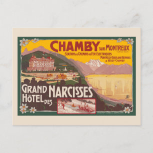 Chamby sur Montreux Vintage affisch ca. 1910-talet Vykort