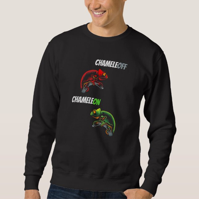 Chameleoff Chameleon Reptiles Lizard Sayed Lång Ärmad Tröja (Framsida)