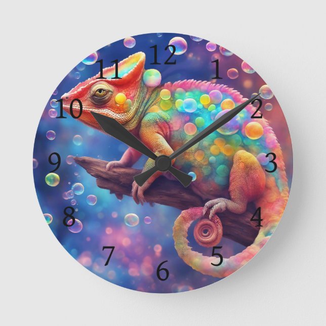 Chameleon 2-bubblor rund klocka (Framsida)