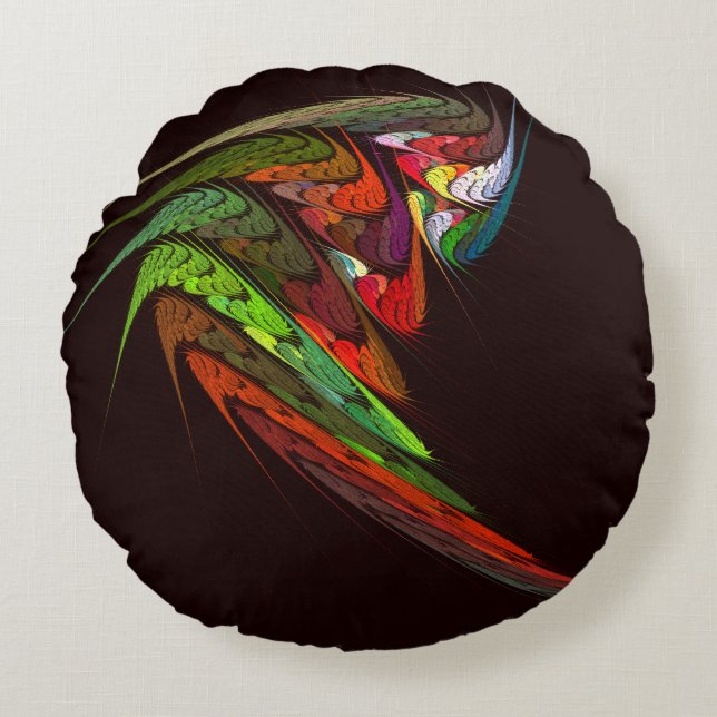 Chameleon Abstrakt Art Round Pillow Rund Kudde (Framsidan)