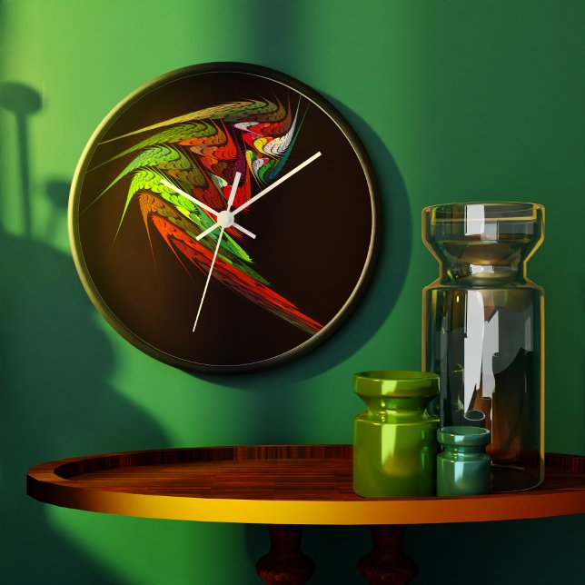 Chameleon Abstrakt Art Round Stor Klocka (Chameleon Abstract Art Round Clock)