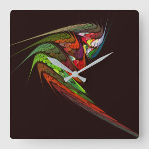 Chameleon Abstrakt Art Square Fyrkantig Klocka