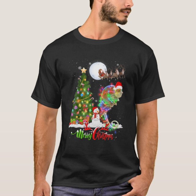 Chameleon Animal God jul Animal Lover T Shirt (Framsida)