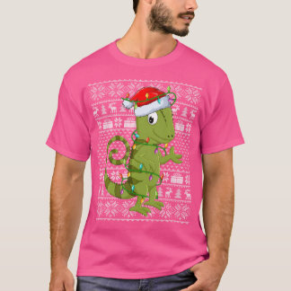 Chameleon Animal Lover Santa Hat Ugly Chameleon Ch T Shirt