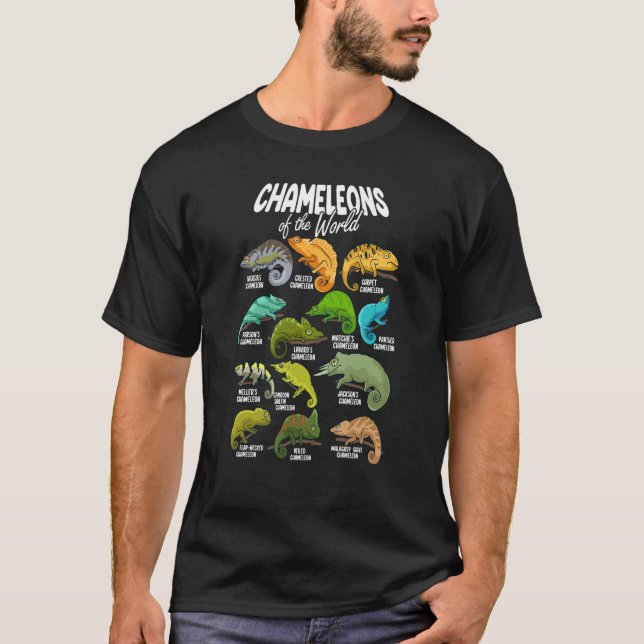 Chameleon Animals of the World Reptile Lizard Herp T Shirt (Framsida)