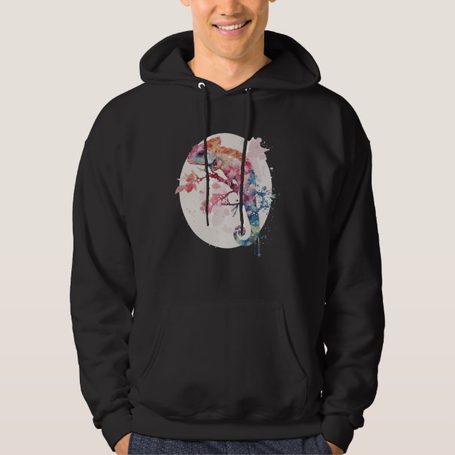 Chameleon Cherry Blossom Japanese Sakura Reptile Hoodie (Framsida)