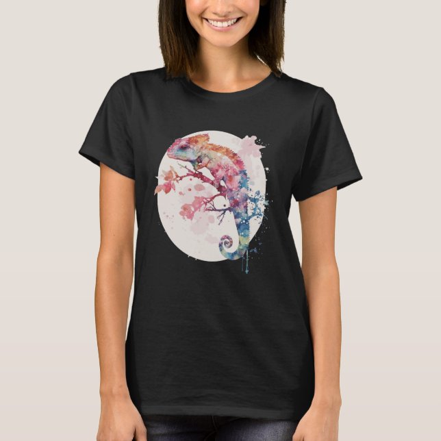 Chameleon Cherry Blossom Japanese Sakura Reptile T Shirt (Framsida)