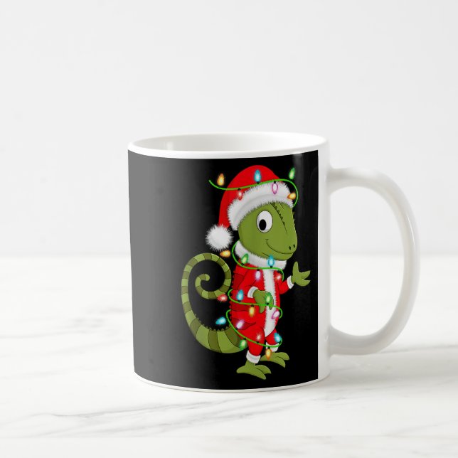 Chameleon Christmas Lights Santa Costume Cute Anim Kaffemugg (Höger)
