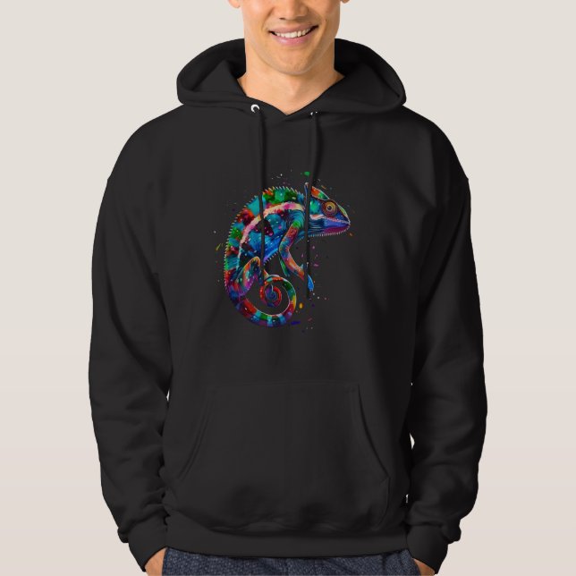 Chameleon Colorful Reptile Älskare Hoodie (Framsida)