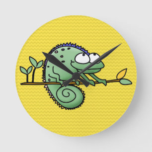 Chameleon Cute Funny Rund Klocka