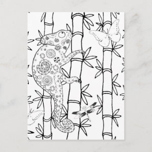 Chameleon Doodle Vykort