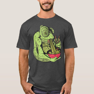 Chameleon Eating Ramen Noodles Funny T Shirt
