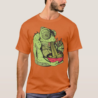 Chameleon Eating Ramen Noodles Funny  T Shirt