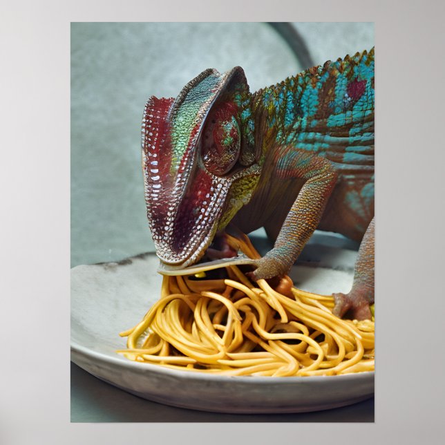 Chameleon Eating Spaghetti Poster (Framsidan)