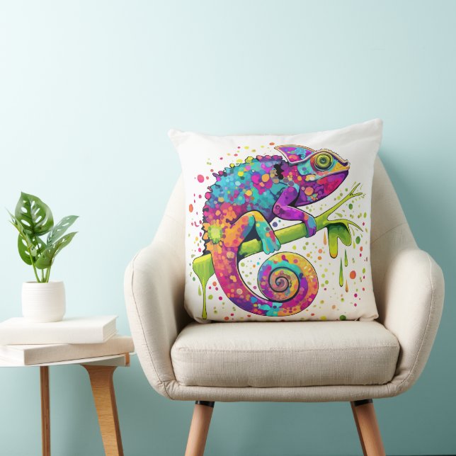 Chameleon-färgstreck Vattenfärgsfyllning med Stil- Kudde (Stol)