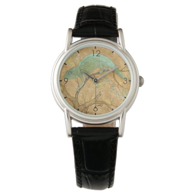 Chameleon (Grönt Lizard) (Reptile) (Mughal Art) Armbandsur (Framsida)