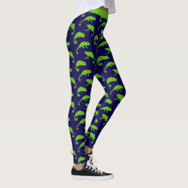 Chameleon Grönt och Blue Patterned Leggings