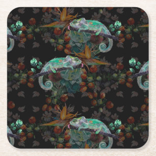 Chameleon Hand målade Papper Underlägg Kvadrat