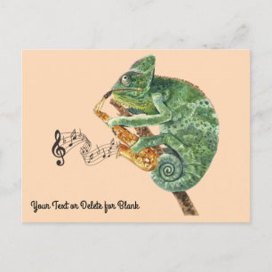 Chameleon Jazz Saxophone Anpassningsbar Text Vykort