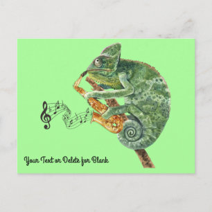 Chameleon Jazz Saxophone Anpassningsbar Text Vykort