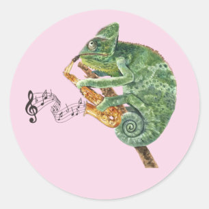 Chameleon Jazz Saxophone Classic Round Sticker Runt Klistermärke