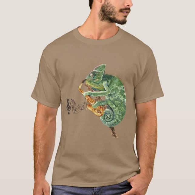 Chameleon Jazz Saxophone T Shirt (Framsida)